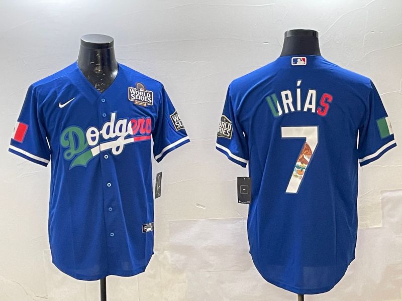 Men Los Angeles Dodgers 7 Urias Blue Fashion 2025 Nike MLB Jersey style 1